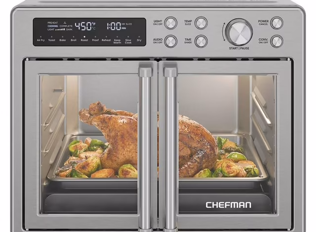 chefman 10-in-1 stainless steel french door toaster oven air fryer